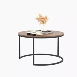 Set Of 2 Nesting Coffee Tables Round Stacking Sofa Side Tables For Living Room - thumbnail 3