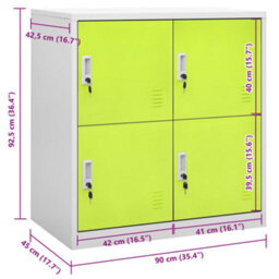 Vidaxl Locker Cabinet Light Grey And Green 90X45X92.5 Cm Steel - thumbnail 7