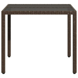 Walplus Garden Table With Glass Top Brown 90X90X75 Cm Poly Rattan - thumbnail 5