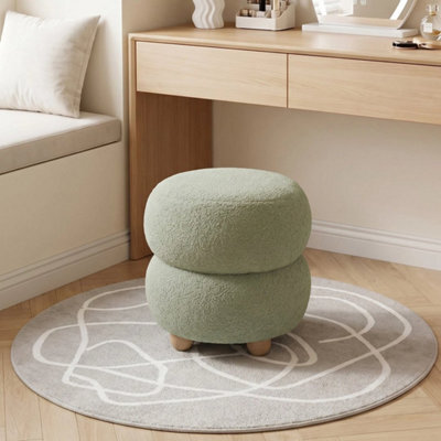 Green Footstool Ottoman Stool Pouffe Seat Vanity Dressing Table Stool - image 1