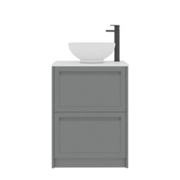 Royal Bathrooms Royal Bathroom Elmore 600mm Matt Pebble Grey Freestanding Bathroom Vanity Unit 2 Drawer Plain White Worktop With Breeze Basin - thumbnail 7