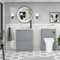 Royal Bathrooms Royal Bathroom Elmore 600mm Matt Pebble Grey Freestanding Bathroom Vanity Unit 2 Drawer Plain White Worktop With Breeze Basin - thumbnail 5