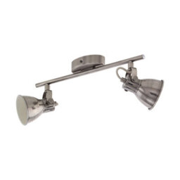 Antique Nickel Flush Ceiling Light With Creme Shade And Gu10 Bulbs - thumbnail 1