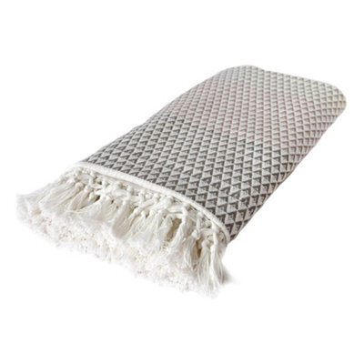 Nielsen Dana Large Throw Blanket With Boho Tassles - Grey White And Mauve - image 1