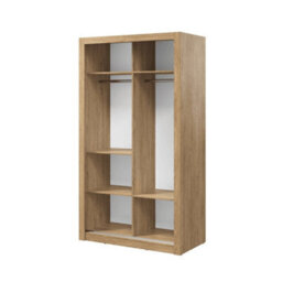 Arte Lux Xix - Stylish Mirrored Sliding Door Wardrobe (H2150mm W1200mm D600mm) With Customisable Interior Layout - Oak Shetland - thumbnail 4