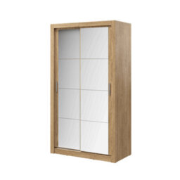 Arte Lux Xix - Stylish Mirrored Sliding Door Wardrobe (H2150mm W1200mm D600mm) With Customisable Interior Layout - Oak Shetland - thumbnail 2