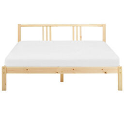 Beliani Bed Pine Wood Vannes 160 X 200 Cm (Eu King Size) Light Brown - thumbnail 4