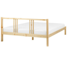 Beliani Bed Pine Wood Vannes 160 X 200 Cm (Eu King Size) Light Brown - thumbnail 5