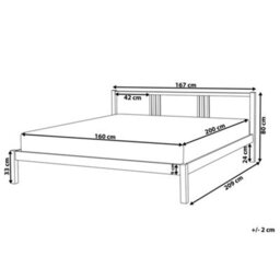 Beliani Bed Pine Wood Vannes 160 X 200 Cm (Eu King Size) Light Brown - thumbnail 3