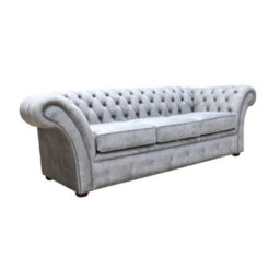 Chesterfield Handmade 3 Seater Sofa Oakland Taupe Grey Fabric In Balmoral Style - thumbnail 2