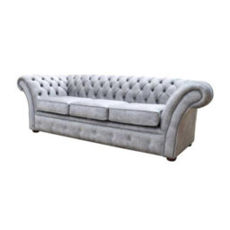 Chesterfield Handmade 3 Seater Sofa Oakland Taupe Grey Fabric In Balmoral Style - thumbnail 3