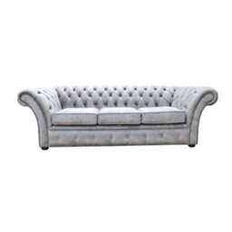 Chesterfield Handmade 3 Seater Sofa Oakland Taupe Grey Fabric In Balmoral Style - thumbnail 1