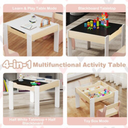 Gainoom 4-In-1 Kids Pink Table And Chair Set Children Activity Storage Table - thumbnail 4