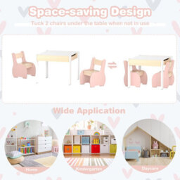 Gainoom 4-In-1 Kids Pink Table And Chair Set Children Activity Storage Table - thumbnail 5