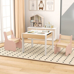 Gainoom 4-In-1 Kids Pink Table And Chair Set Children Activity Storage Table - thumbnail 3