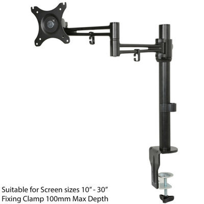 "10 30"" Monitor Desk Bracket Adjustable Height Screen Mount Arm Tilt & Swivel"