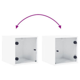 Berkfield Bedside Cabinet With Glass Door White 35X37X35 Cm - thumbnail 9