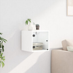 Berkfield Bedside Cabinet With Glass Door White 35X37X35 Cm - thumbnail 3