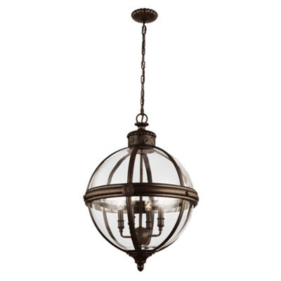Luminosa Lighting Elstead Adams 4 Light Ceiling Chandelier Pendant Light British Bronze, E14 - image 1