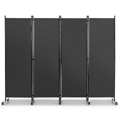 4 Panel Room Divider On Wheels Rolling Privacy Screens Mobile Freestanding - image 1