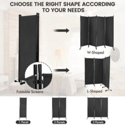 4 Panel Room Divider On Wheels Rolling Privacy Screens Mobile Freestanding - thumbnail 5