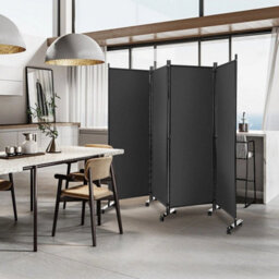 4 Panel Room Divider On Wheels Rolling Privacy Screens Mobile Freestanding - thumbnail 3