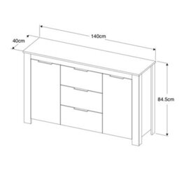Furneo Tv Stand Oak Dark Effect Display Cabinet Sideboard Set Led Light Prestigio 2/4/6 - thumbnail 5