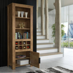 Furneo Tv Stand Oak Dark Effect Display Cabinet Sideboard Set Led Light Prestigio 2/4/6 - thumbnail 6