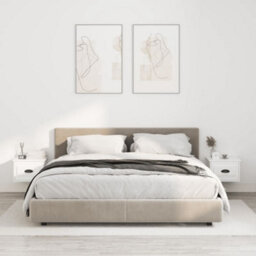 Berkfield Elegant Wall-Mounted Bedside Cabinets 2 Pcs High Gloss White 41.5X36X28Cm - thumbnail 2