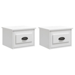 Berkfield Elegant Wall-Mounted Bedside Cabinets 2 Pcs High Gloss White 41.5X36X28Cm - thumbnail 1