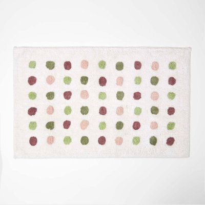 Homescapes Multi Colour 100% Cotton Bath Mat Tufted Polka Dot Design, 50 X 80 Cm - image 1