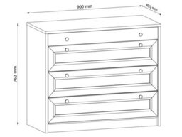 Impact Furniture Chest Of Drawers White Bedroom Storage Cabinet 90Cm Compact Shaker Unit Gold Handles Rel - thumbnail 8