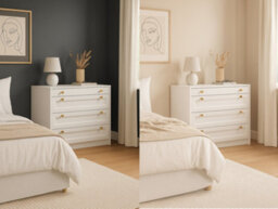 Impact Furniture Chest Of Drawers White Bedroom Storage Cabinet 90Cm Compact Shaker Unit Gold Handles Rel - thumbnail 2