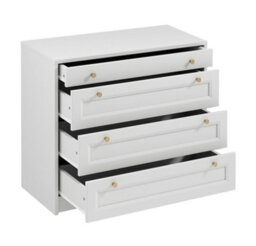 Impact Furniture Chest Of Drawers White Bedroom Storage Cabinet 90Cm Compact Shaker Unit Gold Handles Rel - thumbnail 3