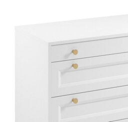 Impact Furniture Chest Of Drawers White Bedroom Storage Cabinet 90Cm Compact Shaker Unit Gold Handles Rel - thumbnail 6
