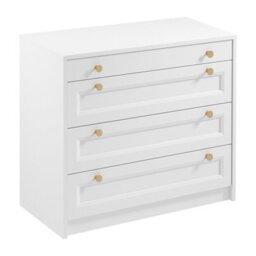 Impact Furniture Chest Of Drawers White Bedroom Storage Cabinet 90Cm Compact Shaker Unit Gold Handles Rel - thumbnail 5