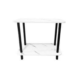 Small 2 Tier Oak Finish Side Table With Shelf Office Bedroom Coffee End Table White - thumbnail 4