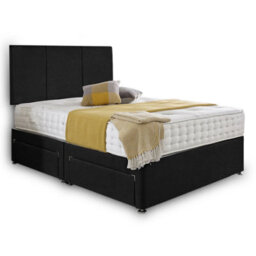 Dining Tables Chelsea Headboard Divan Set, 2 Drawer On Same Side With Sprung 1500 Comfort Mattress - Plush Black - Double - thumbnail 4