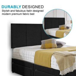 Dining Tables Chelsea Headboard Divan Set, 2 Drawer On Same Side With Sprung 1500 Comfort Mattress - Plush Black - Double - thumbnail 3