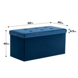Hnnhome 82X40X40Cm Velvet Pouffe Folding Storage Ottoman Footstool Box Toy Chest With Lid, Foldable Foot Stool Seat In Navy - thumbnail 3