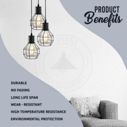 Modern Retro 3 Way Ceiling Pendant Light Cluster Nest Cage Light Fitting Rustic Red Lampshade Style Home E27 Lighting Kit - thumbnail 4