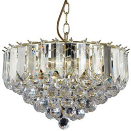 3 Light Chandelier Pendant Brass & Clear Shade Hanging Ceiling Feature Lamp Bulb - thumbnail 1