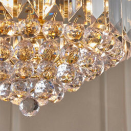 3 Light Chandelier Pendant Brass & Clear Shade Hanging Ceiling Feature Lamp Bulb - thumbnail 4