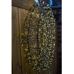 Indoor Or Outdoor Pre-Lit Micro Led Twinkling Wreath - Mains Powered Warm White Door, Wall Or Window Festive Decor - 38Cm Diameter - thumbnail 3