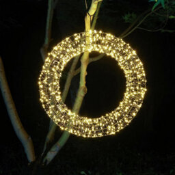 Indoor Or Outdoor Pre-Lit Micro Led Twinkling Wreath - Mains Powered Warm White Door, Wall Or Window Festive Decor - 38Cm Diameter - thumbnail 2