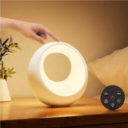 Amorly Touch Control Dimmable Round Bedside Lamp, Remote Controlled Led Wireless Table Lamp, Rgb Color Changing Kid Baby Night Light - thumbnail 1