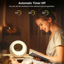 Amorly Touch Control Dimmable Round Bedside Lamp, Remote Controlled Led Wireless Table Lamp, Rgb Color Changing Kid Baby Night Light - thumbnail 6