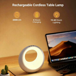 Amorly Touch Control Dimmable Round Bedside Lamp, Remote Controlled Led Wireless Table Lamp, Rgb Color Changing Kid Baby Night Light - thumbnail 4