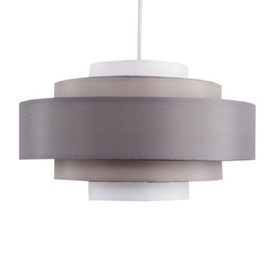Valuelights Hampshire Modern 3 Tone Grey 5 Tier Cylinder Ceiling Light Shade (D)35Cm - image 1