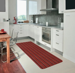 Red Striped 8mm Thick Rectangle Mat For Living Room, Bathroom, Kitchen, Easy To Clean Striped Mat - 50Cm X 80Cm - thumbnail 2